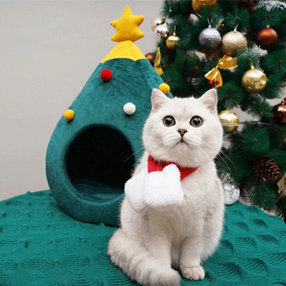 Christmas Tree Shaped Cat Bed