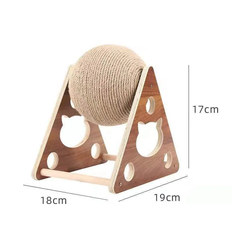 360° Cat Scratching Ball – Innovative Cat Tree with Rotating Sisal Ball and Solid Wood Frame
