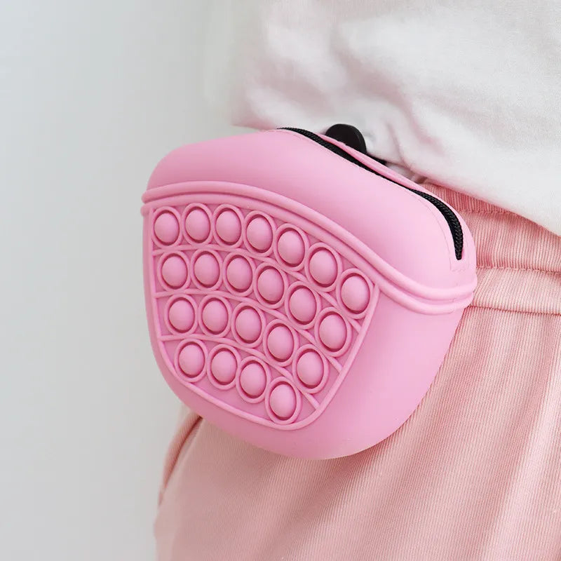 Pop-It Keychain with Zipper - Stress Relief Toy and Storage Bag