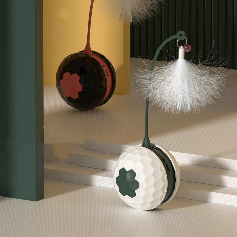 Interactive Cat Toy with Feather - Electronic Toy Ball for Cats