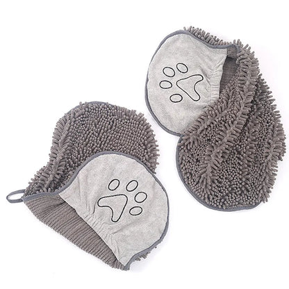 Absorbent Dog Glove with Embroidered Paw for Quick Drying