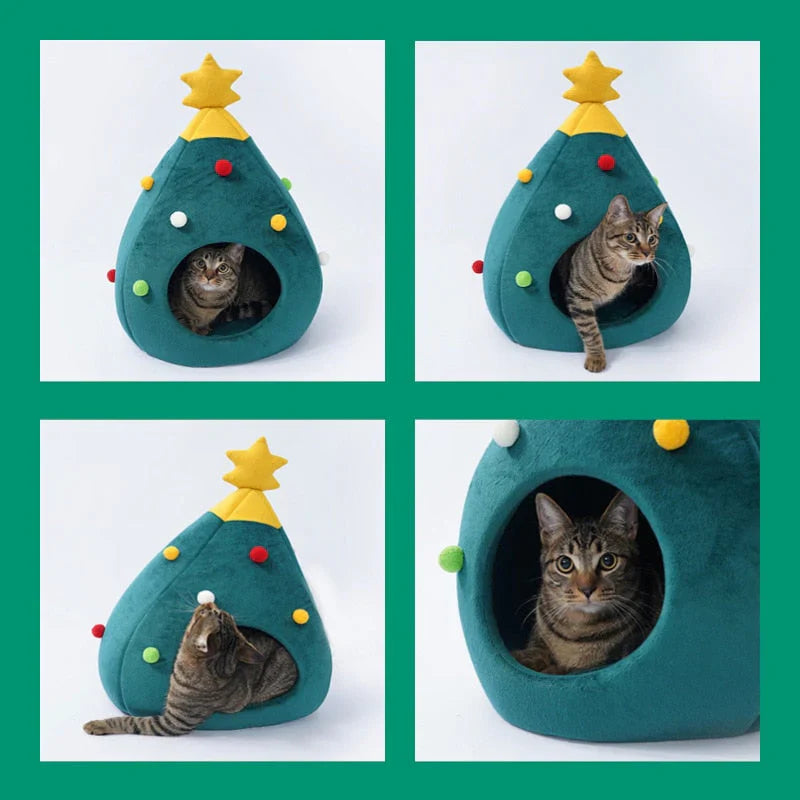 Christmas Tree Shaped Cat Bed