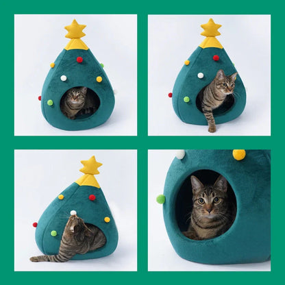 Christmas Tree Shaped Cat Bed