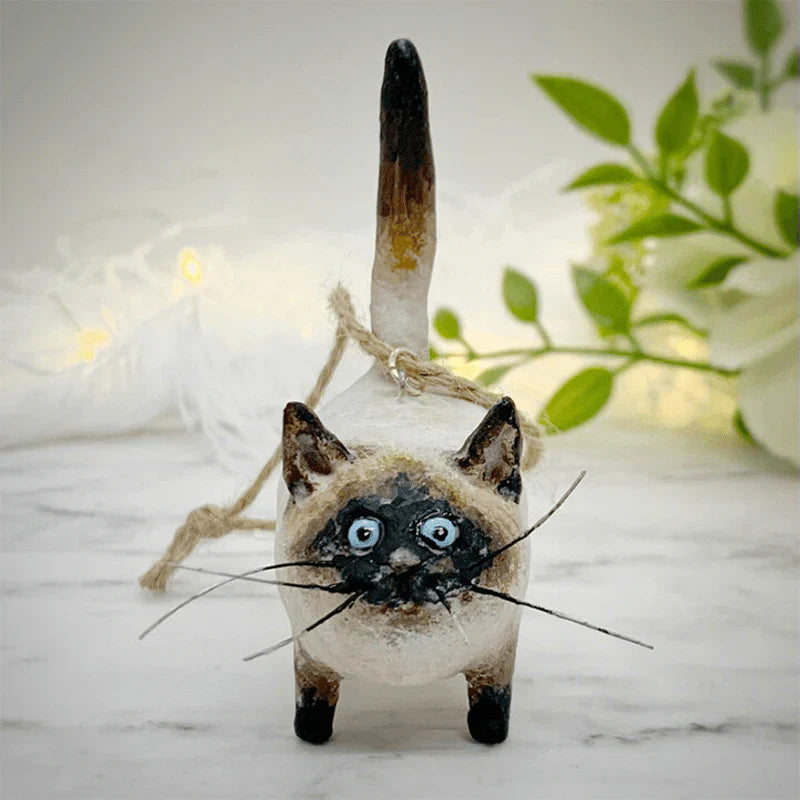 Handmade Cat-Shaped Christmas Tree Ornament