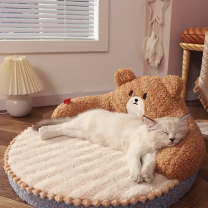 Cozy Bear-Shaped Bed for Cats and Small Dogs with Backrest