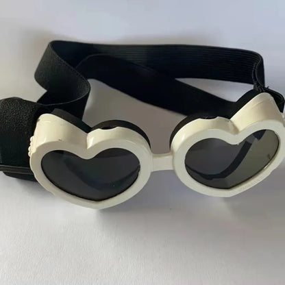 Heart-Shaped Dog Sunglasses with Adjustable Headband - UV Protection for Dog's Eyes