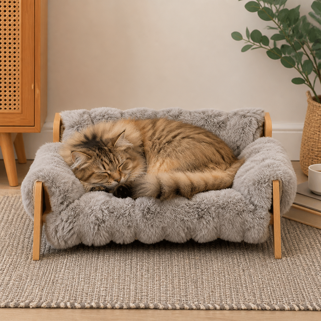 Luxury Elevated Solid Wood Pet Couch Bed
