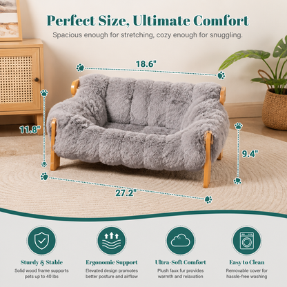 Luxury Elevated Solid Wood Pet Couch Bed