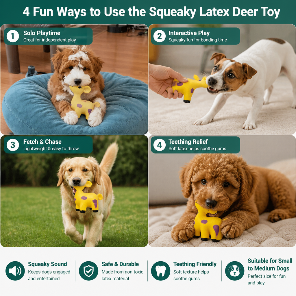 Squeaky Latex Deer Chew Dog Toy