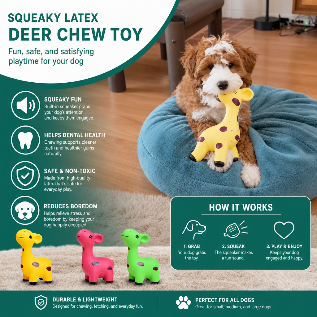 Squeaky Latex Deer Chew Dog Toy