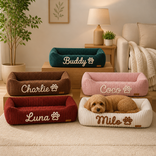 Personalized Fluffy Cloud Dog Bed with Soft Bolsters