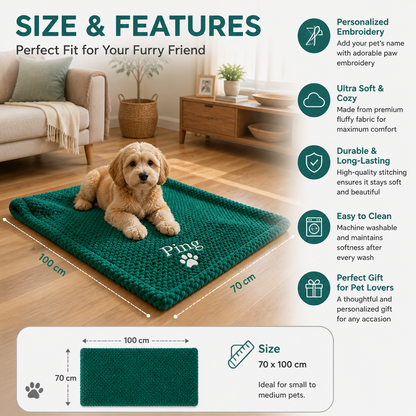 Personalized Fluffy Dog Blanket with Custom Embroidery