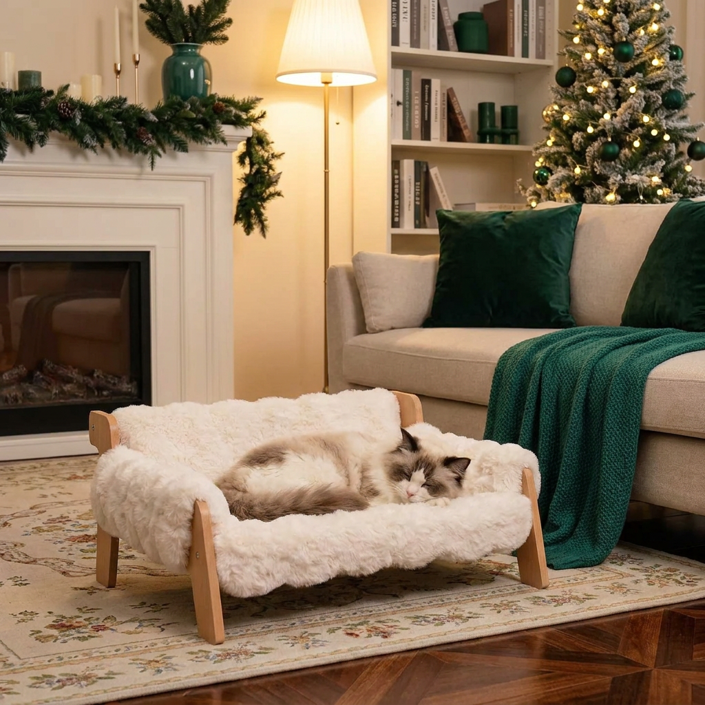 Luxury Elevated Solid Wood Pet Couch Bed