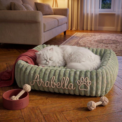 Personalized Fluffy Cloud Cat Bed with Soft Bolsters