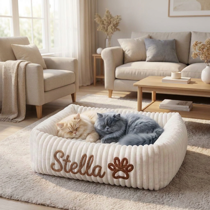Personalized Fluffy Cloud Cat Bed with Soft Bolsters