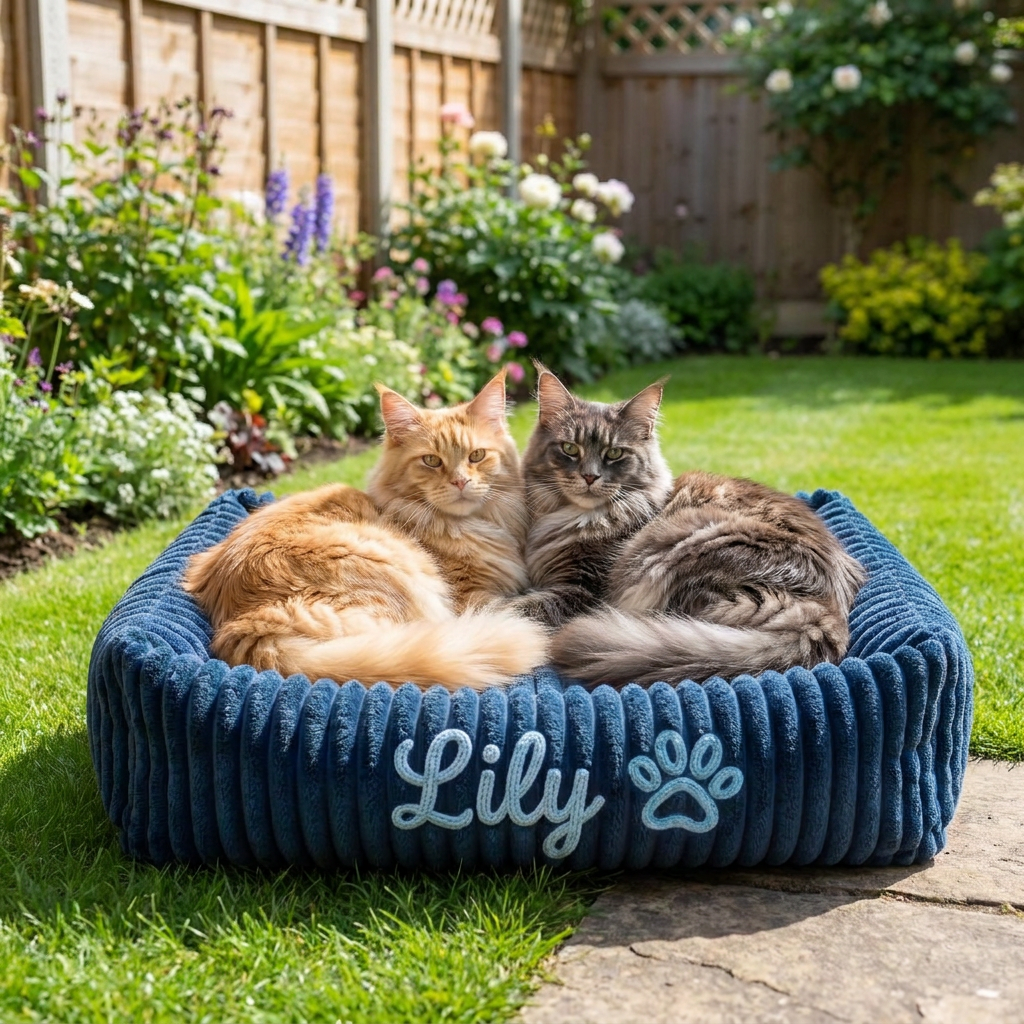 Personalized Fluffy Cloud Cat Bed with Soft Bolsters
