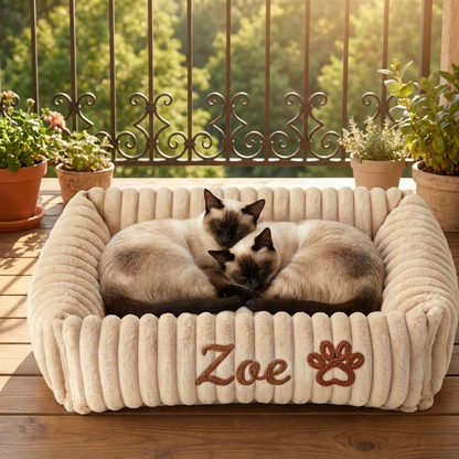 Personalized Fluffy Cloud Cat Bed with Soft Bolsters
