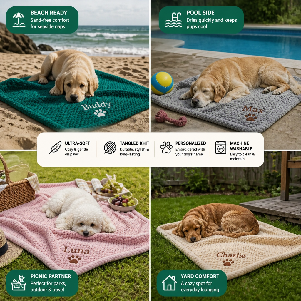 Personalized Fluffy Dog Blanket with Custom Embroidery