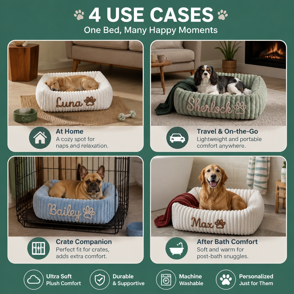 Personalized Fluffy Cloud Dog Bed with Soft Bolsters