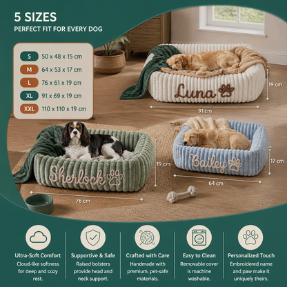 Personalized Fluffy Cloud Dog Bed with Soft Bolsters