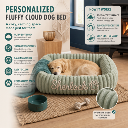 Personalized Fluffy Cloud Dog Bed with Soft Bolsters