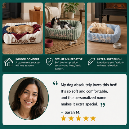 Personalized Fluffy Cloud Dog Bed with Soft Bolsters