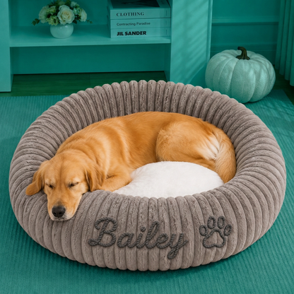 Personalized Round Fluffy Dog Bed