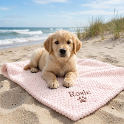Personalized Fluffy Dog Blanket with Custom Embroidery