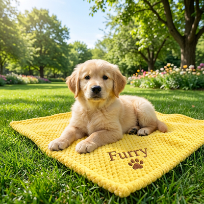 Personalized Fluffy Dog Blanket with Custom Embroidery