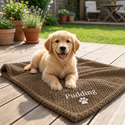 Personalized Fluffy Dog Blanket with Custom Embroidery
