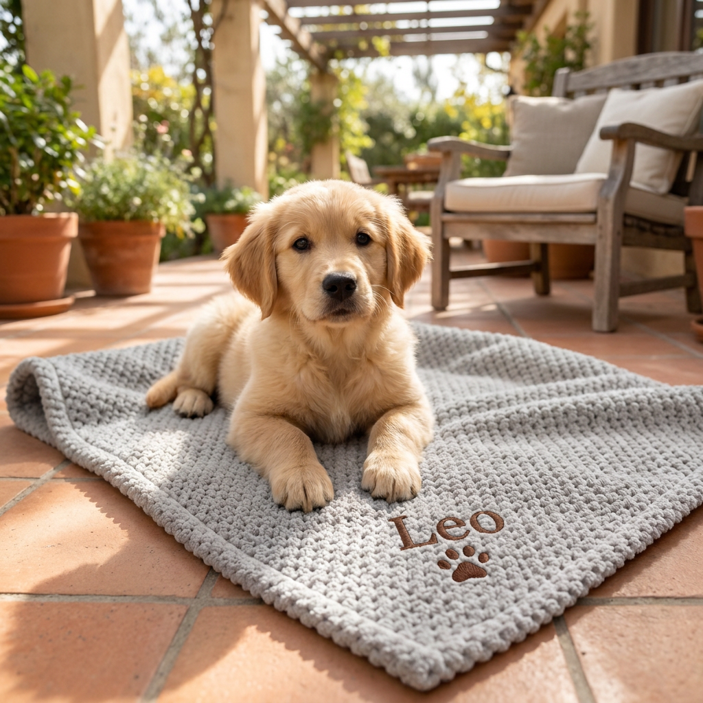 Personalized Fluffy Dog Blanket with Custom Embroidery