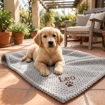 Personalized Fluffy Dog Blanket with Custom Embroidery