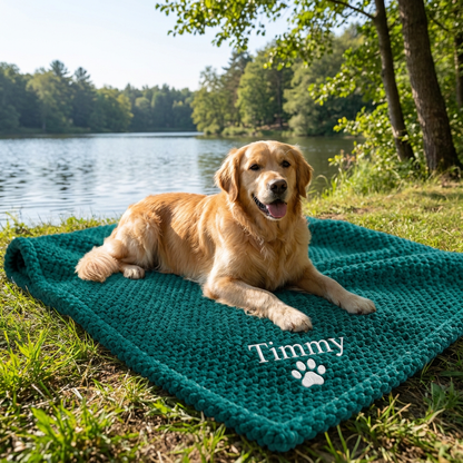 Personalized Fluffy Dog Blanket with Custom Embroidery