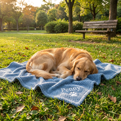 Personalized Fluffy Dog Blanket with Custom Embroidery