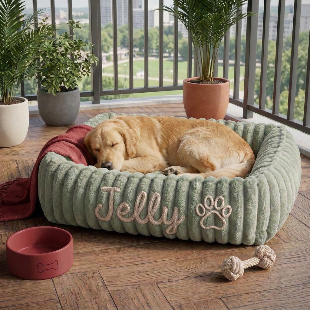 Personalized Fluffy Cloud Dog Bed with Soft Bolsters