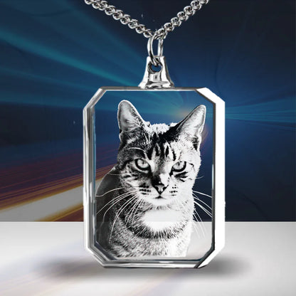 Personalised 2D/3D Photo Crystal Necklace In Square Shape