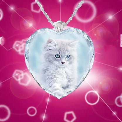 Custom 2D/3D Photo Crystal Heart Necklace