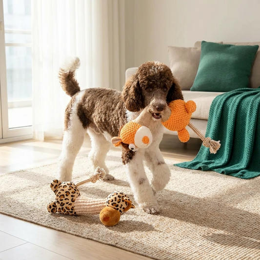 Durable Cotton Rope Teeth Cleaning Plush Dog Toy with Squeaker