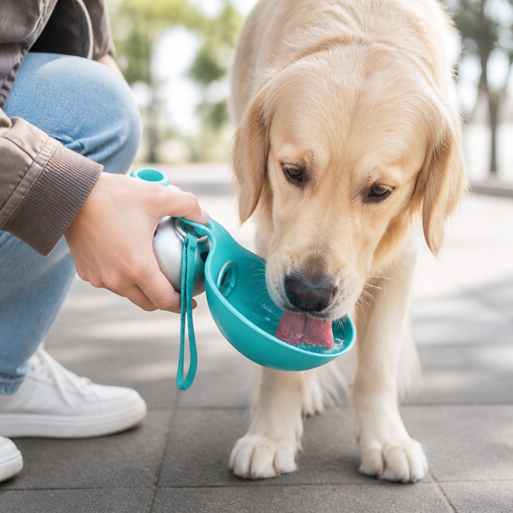 2-in-1 Travel Water Bottle for Dogs – Leak-Proof Stainless Steel Bottle with Silicone Bowl