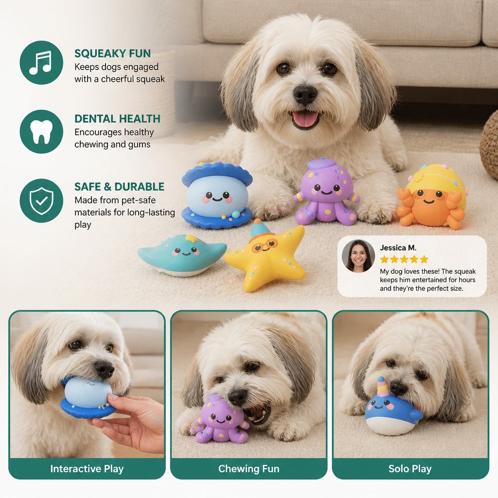 Cute Squeaky Ocean Animal Dog Toy
