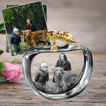 Custom 2D/3D Laser Engraving on Crystal in the Shape of an Apple