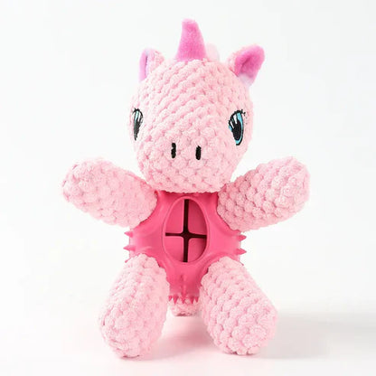 3-in-1 Dog Toy with Plush, Integrated Dental Cleaning Toy, and Treat Hideaway