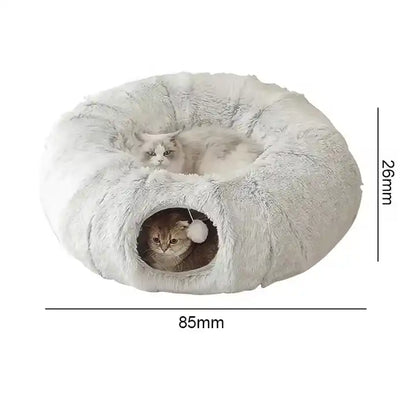 Plush Cat Tunnel with Play Bed