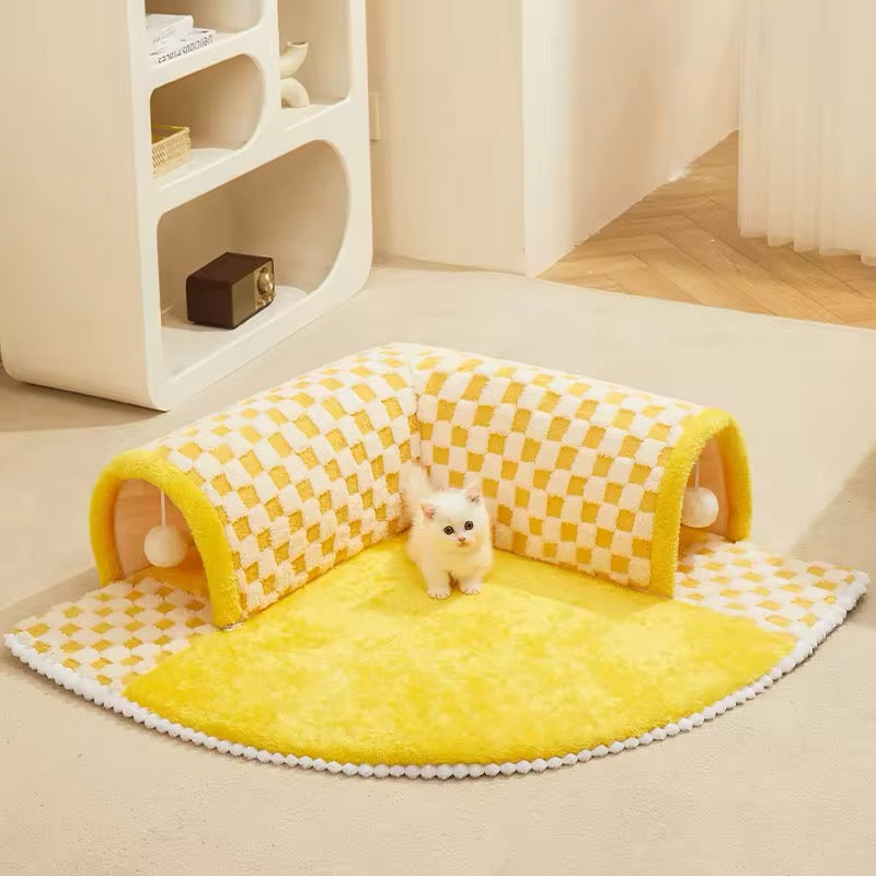 2-in-1 Tunnel for Cats Play Bed