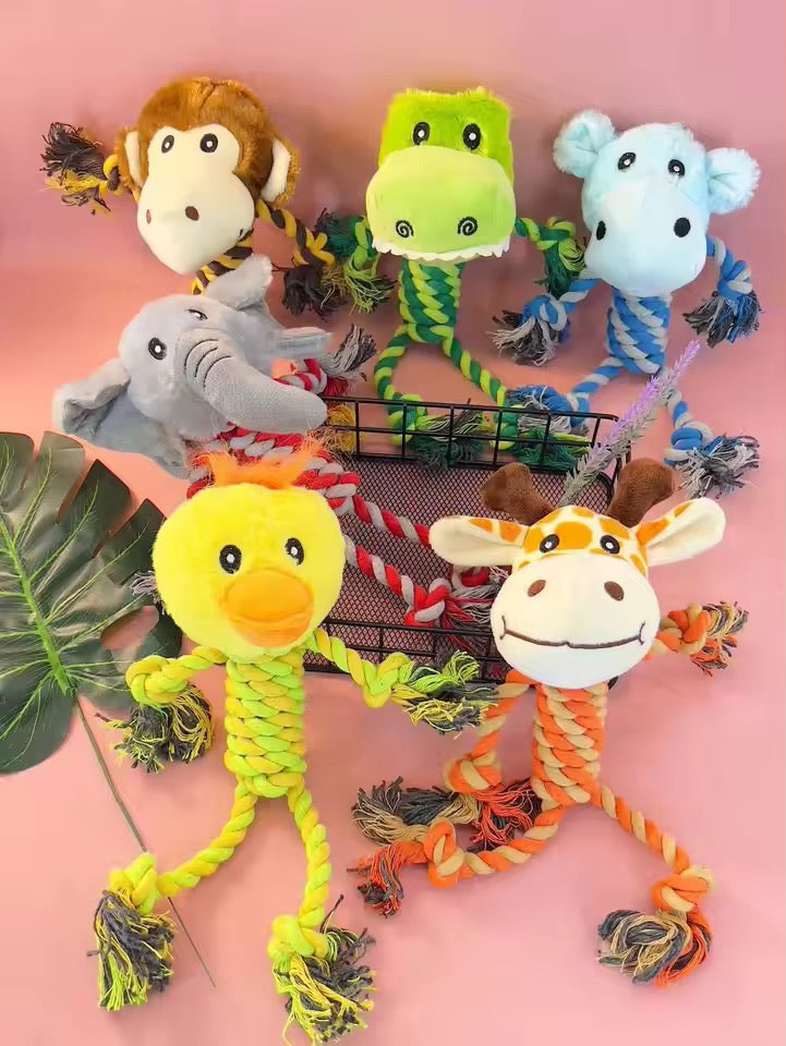 Durable Dog Toy with Plush Head