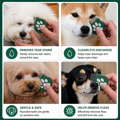 Pet Eye Comb – Facial Grooming Comb for Tear Stains, Eye Discharge & Flea Control