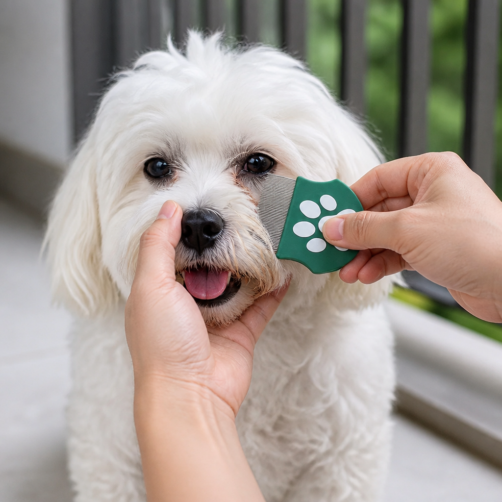 Pet Eye Comb – Facial Grooming Comb for Tear Stains, Eye Discharge & Flea Control
