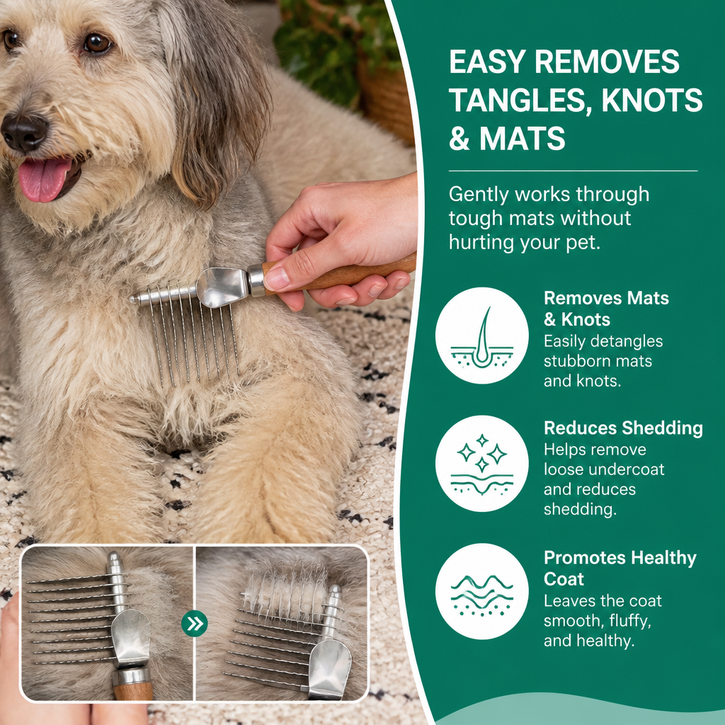 Pet Dematting Comb – Undercoat & Knot Remover