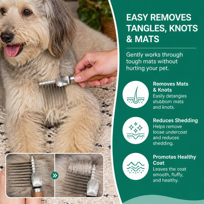 Pet Dematting Comb – Undercoat & Knot Remover