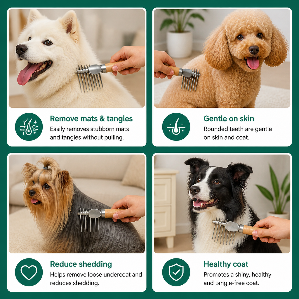 Pet Dematting Comb – Undercoat & Knot Remover